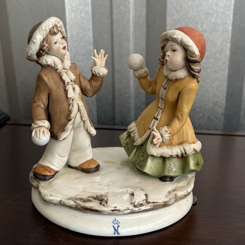 Vintage Capodimonte porcelain Girl And Boy figurine